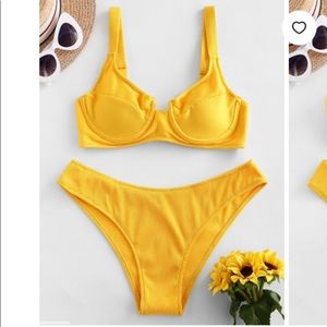 Brand New Zaful Underwire Yellow Bikini Size L
